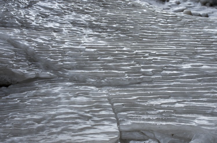 ice terraces look like steps when viewed head on