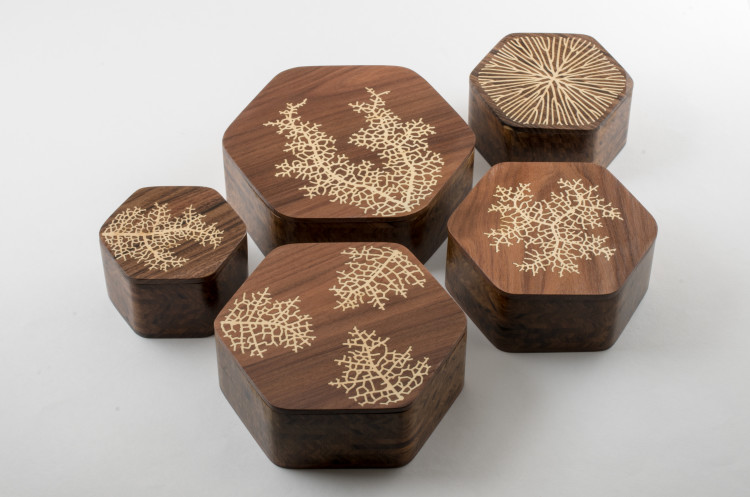 generative wood inlay boxes by nervous system