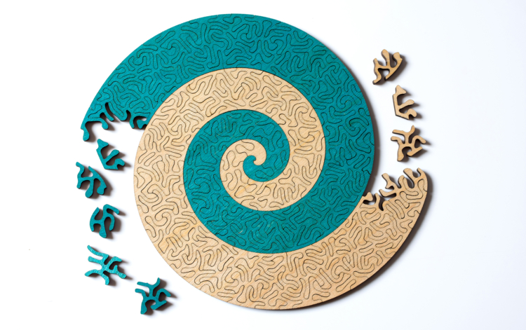 Spiral Puzzle in natural/turquoise - $50