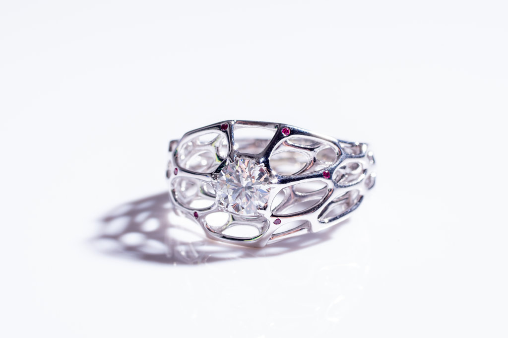 Cell Cycle Ring with diamond and ruby